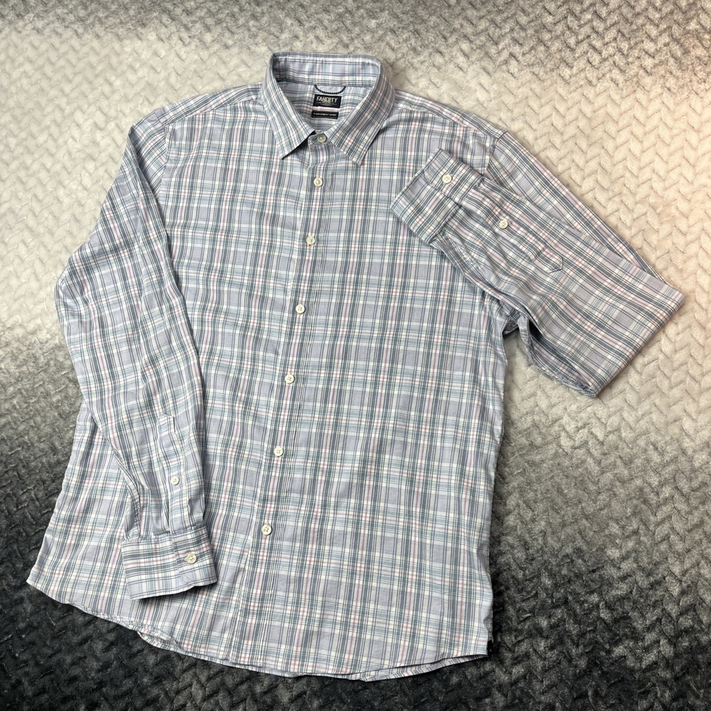 Faherty The Movement Shirt Mens Large Blue Plaid Flannel Long Sleeve Button